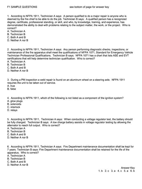 F1 Sample Questions Pdf