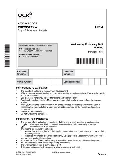 F324Jan11 25761 - .............. - ADVANCED GCE CHEMISTRY A F