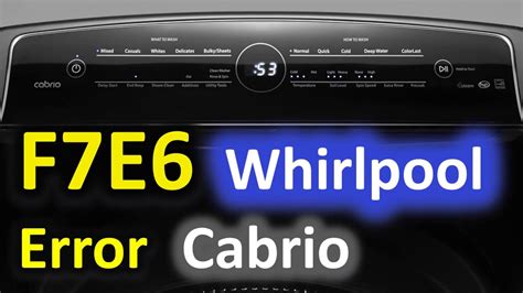 Whirlpool washer with error code F7E6 and F7E9. Wh