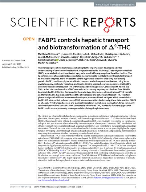 FABP1 controls hepatic transport and biotransformation of Δ9 …