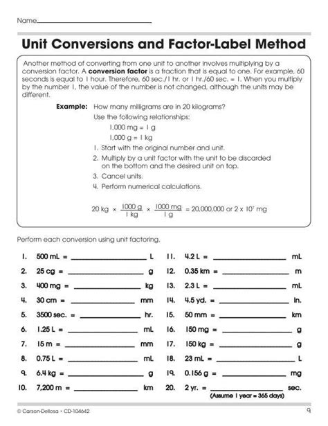 Factor-Label Conversions Worksheet - Physics Unit … - wintechmobiles.com
