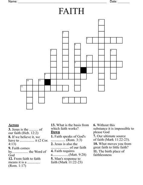 FAITH... Crossword WordMint
