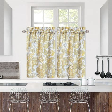 FAMIDUE Cafe Curtains Paisley Floral Short Window Curtains