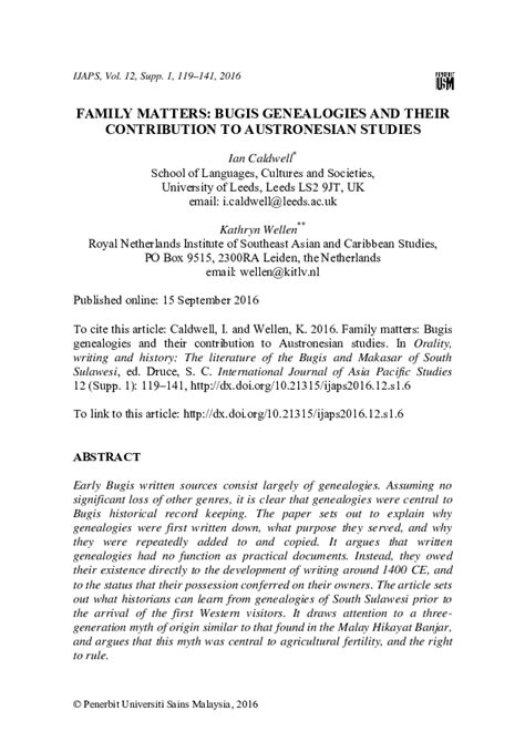 Family Matters: Bugis Genealogies and Their Contribution to ... - wintechmobiles.com
