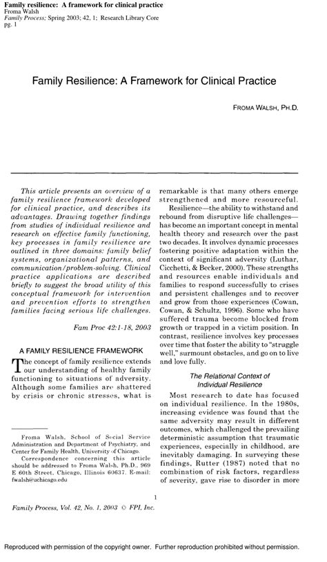 Family Resilience: A Framework for Clinical Practice. - wintechmobiles.com