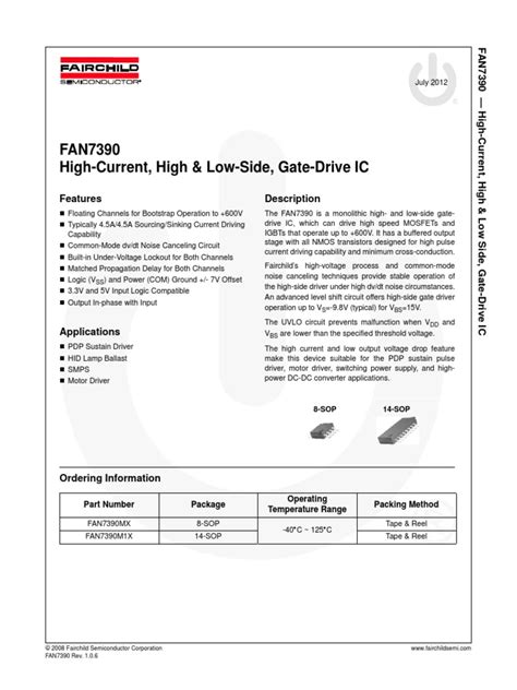 FAN7390 - High-Current, High & Low-Side, Gate-Drive …