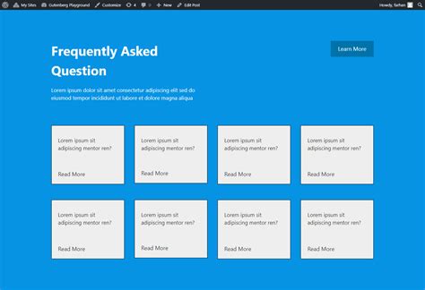 FAQ 3 Gutenberg FAQ, Section Patterns Template WordPress Block Pattern