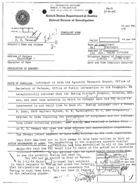 FBI File of Robert F Dorr military historian