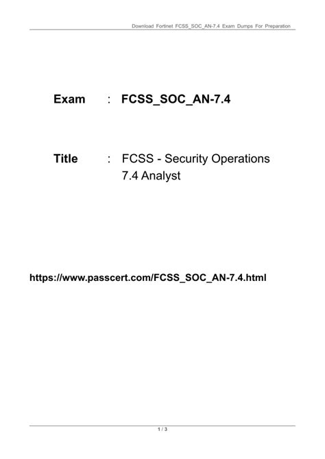 FCSS_SOC_AN-7.4 Dumps