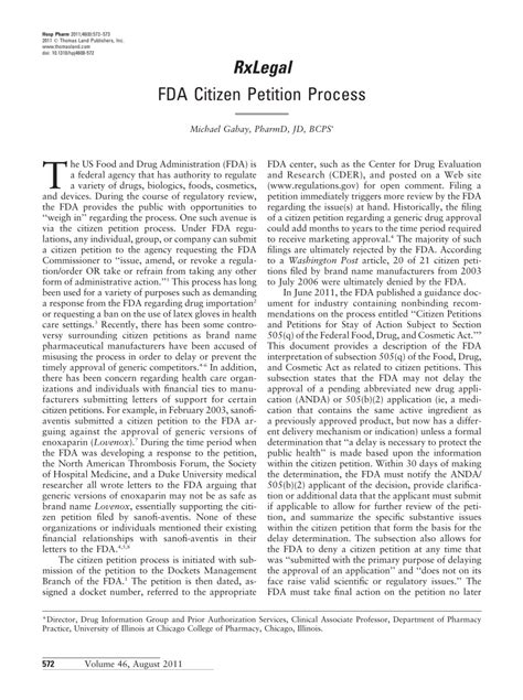 FDA CITIZEN PETITION PROCESS & PUBLIC HEALTH …