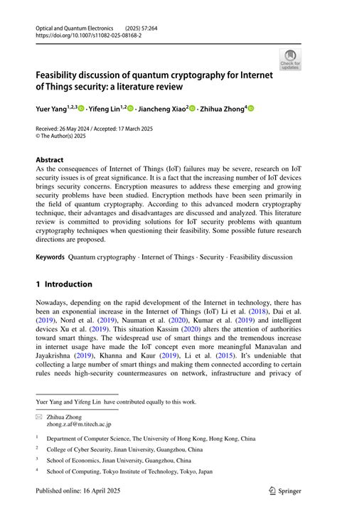 Feasibility discussion of quantum cryptography for Internet of Things ... - coolestguyplanet.net