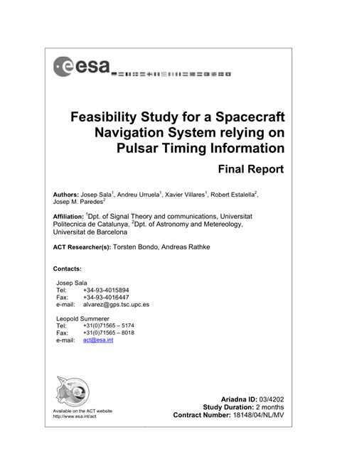 Feasibility Study for a Spacecraft Navigation System relying on Pulsar ... - muktibox.com