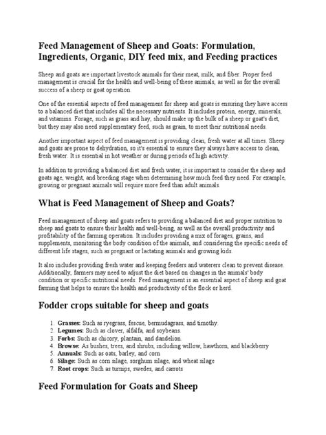 Feed Management of Sheep and Goats: Formulation ... - AgriFarming - raincitystudios.com