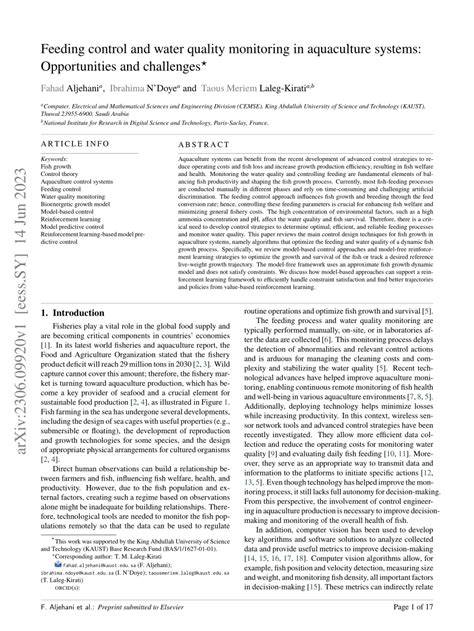 Feeding control and water quality monitoring in aquaculture systems ... - raincitystudios.com