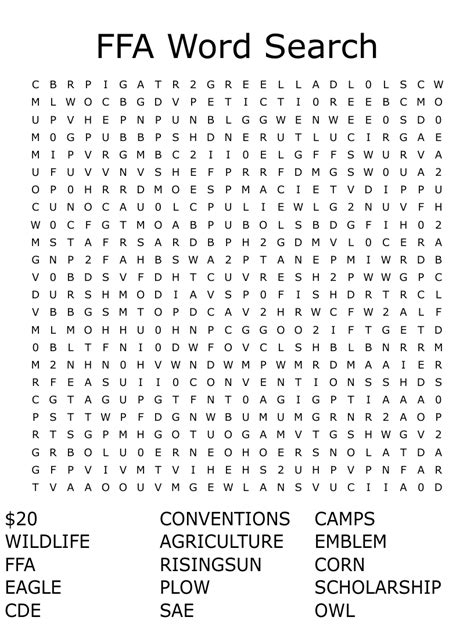 FFA Worksheet WordMint
