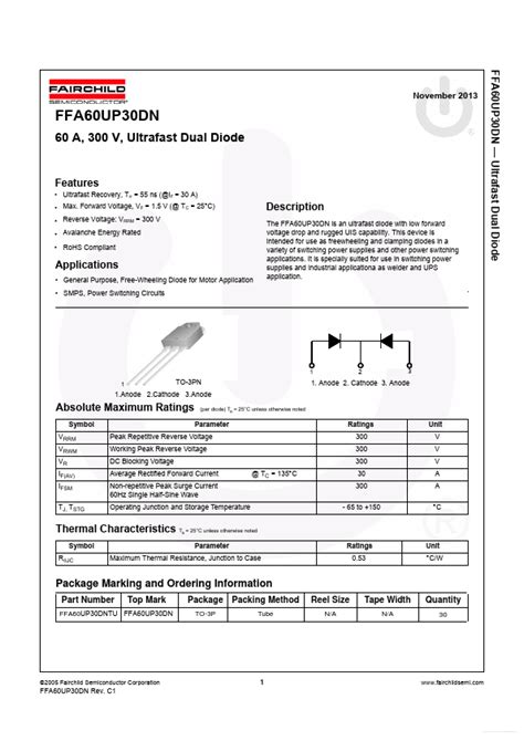 FFA60UP30DN Datasheet by ON Semiconductor Digi …