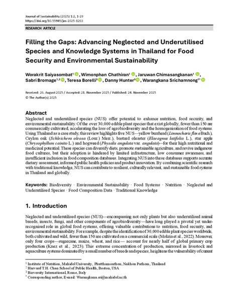 Filling the Gaps: Advancing Neglected and Underutilised Species and ... - raincitystudios.com