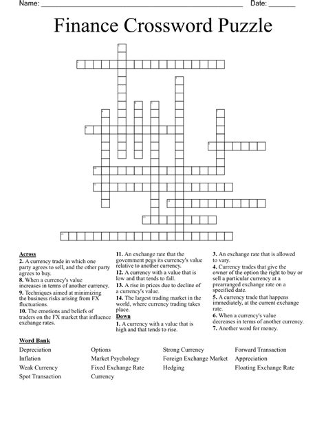 FINANCE CROSSWORD PUZZLE WordMint