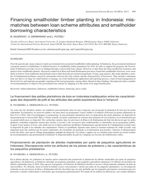 Financing Smallholder Timber Planting in Indonesia: Mismatches … - raincitystudios.com
