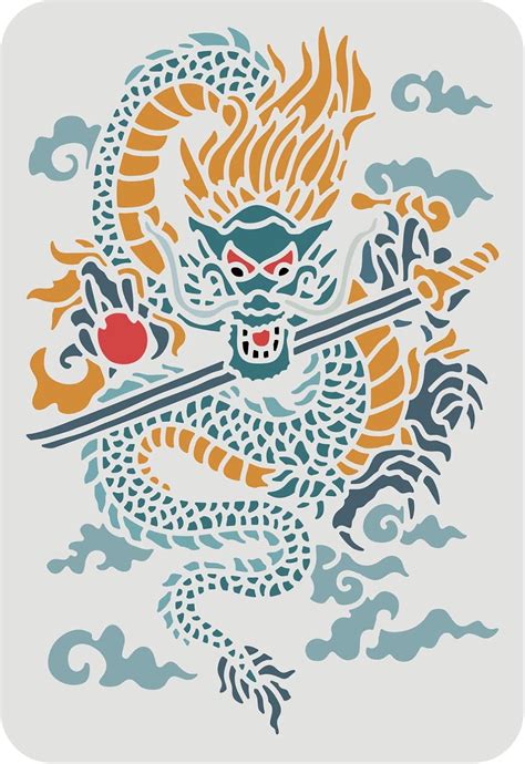 FINGERINSPIRE Dragon Stencil - 11.8x11.8inch Oriental Dragon … - muktibox.com