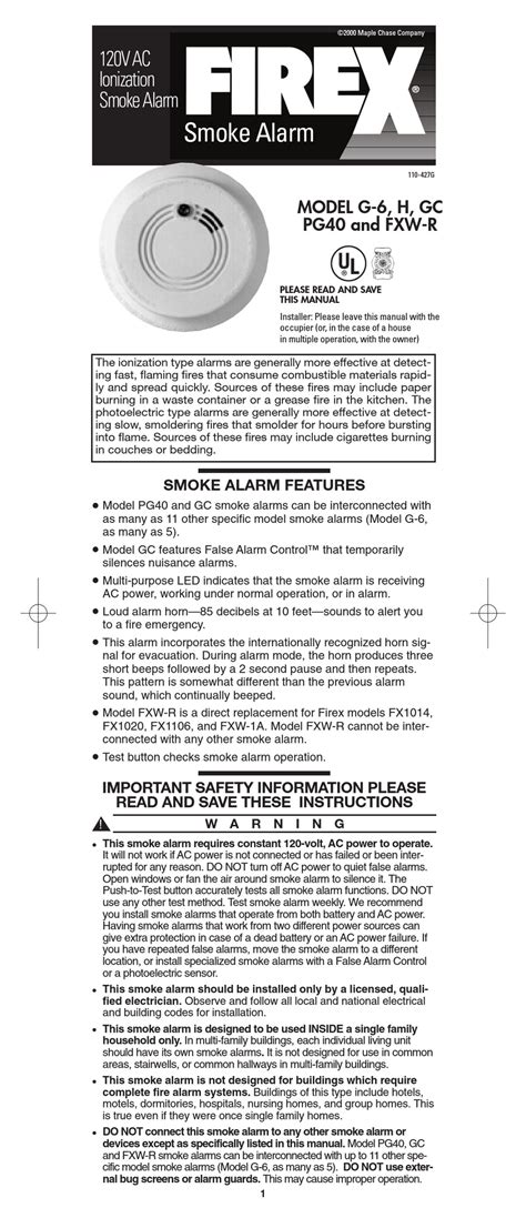 FIREX G-6 INSTRUCTIONS MANUAL Pdf Download ManualsLib