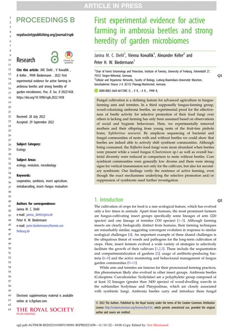 First experimental evidence for active farming in ambrosia beetles and ... - muktibox.com