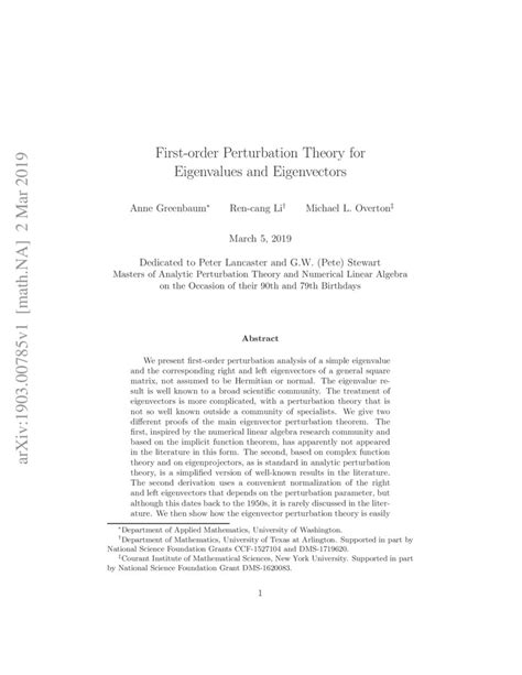 First-Order Perturbation Theory for Eigenvalues and Eigenvectors - wintechmobiles.com