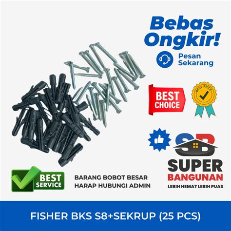 FISHER BKS S8+SEKRUP (25 PCS) - Super Bangunan - balustradellc