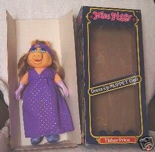 FISHER PRICE 1980 MISS PIGGY DOLL--- MIB---KERMIT