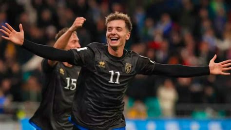 Fisnik Asllani of Kosovo celebrates after scoring the second goal ... - raincitystudios.com