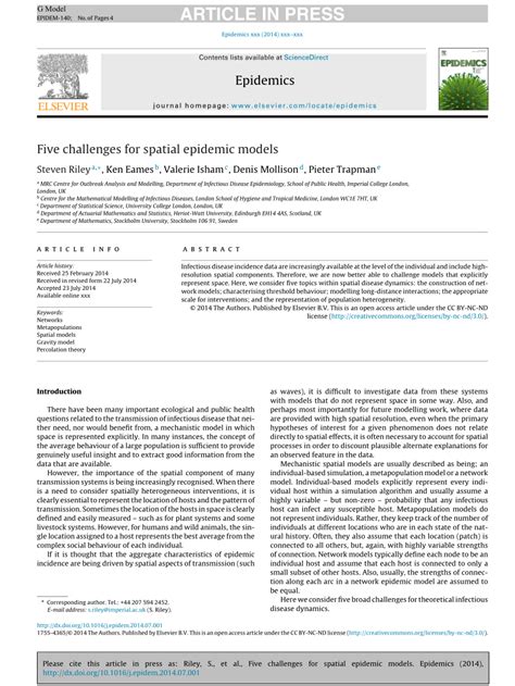 Five challenges for spatial epidemic models - ScienceDirect - wintechmobiles.com
