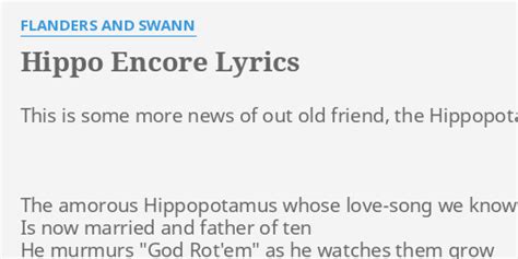 FLANDERS AND SWANN LYRICS LYRICS