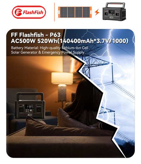 FlashFish P63 Portable Power Station | 500W Solar Battery - balustradellc