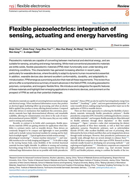 Flexible piezoelectrics: integration of sensing, actuating and energy ... - wintechmobiles.com