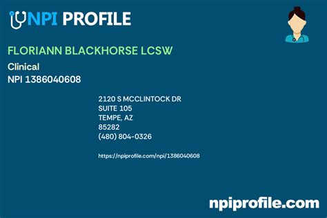 FLORIANN BLACKHORSE, LCSW, Clinical TEMPE, AZ - NPI …