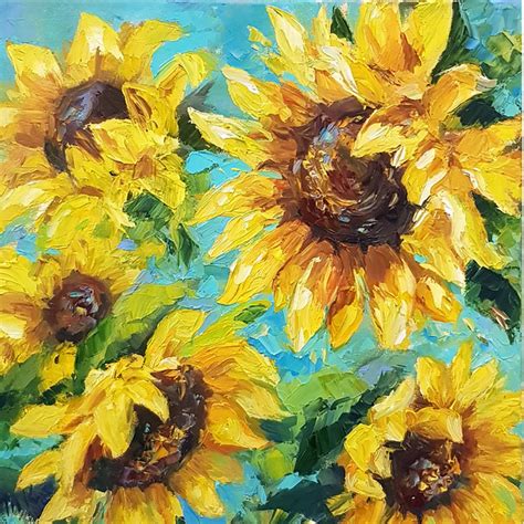 Flower sunflowers impasto painting Painting - Saatchi Art - balustradellc