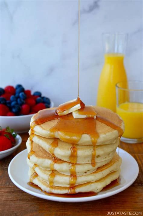 Fluffy Buttermilk Pancakes Stack With Butter And Syrup - balustradellc