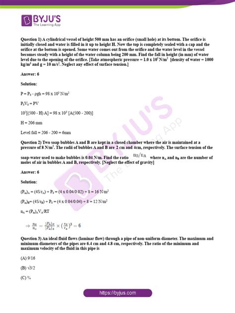 Fluid Mechanics JEE Advanced Questions PDF with … - muktibox.com