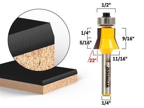 FLUSH / 22° BEVEL LAMINATE TRIM ROUTER BIT …