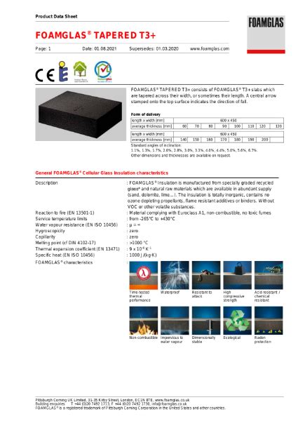 FOAMGLAS® T3+ Tapered Product Data Sheet NBS Source