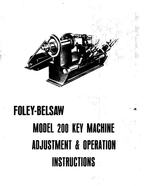 FOLEY BELSAW 200 ADJUSTMENT & OPERATION INSTRUCTIONS Pdf …