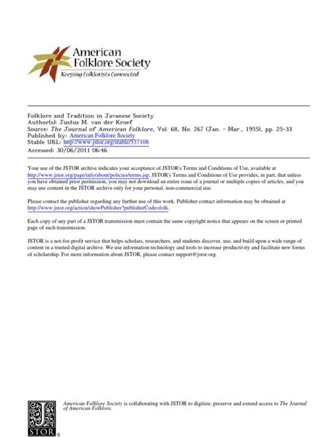 Folklore and Tradition in Javanese Society - JSTOR - balustradellc