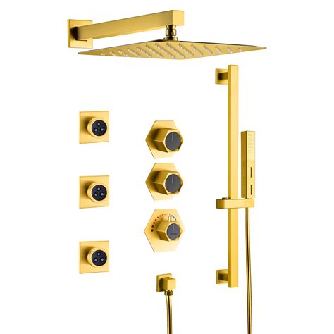 Fontana Gold Thermostatic Rainfall Shower System - balustradellc