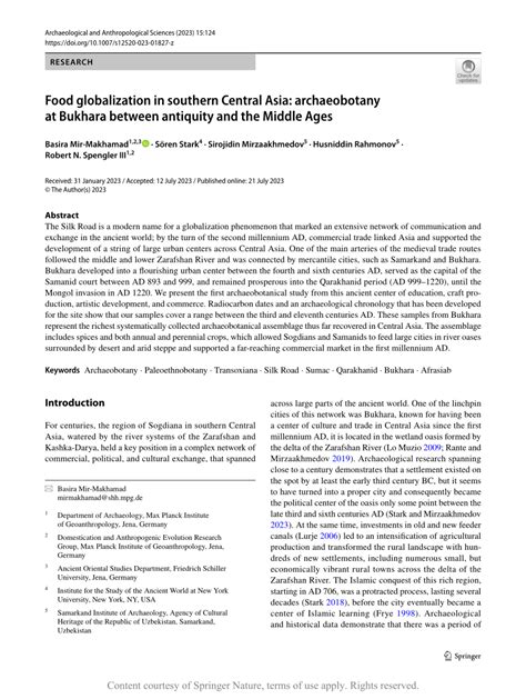 Food globalization in southern Central Asia: archaeobotany ... - Springer - wintechmobiles.com