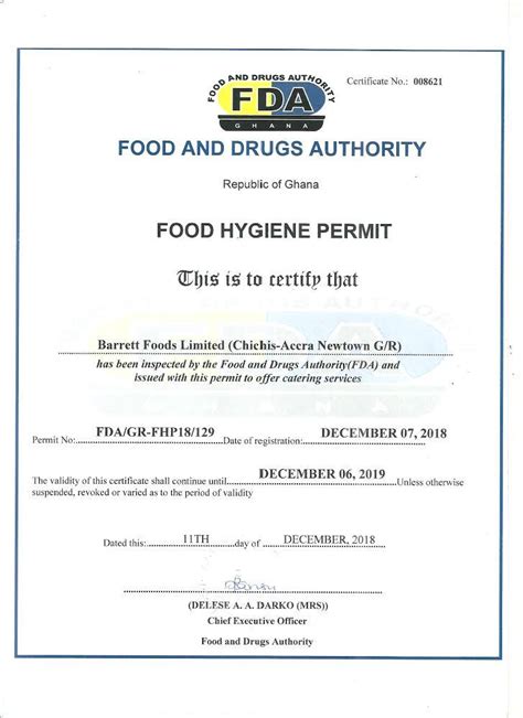 FOOD HYGIENE PERMIT CRITERIA - fdaghana.gov.gh - balustradellc