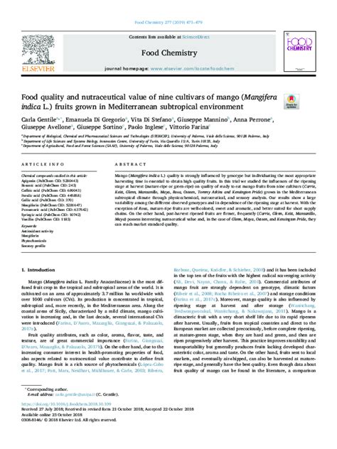 Food quality and nutraceutical value of nine cultivars of mango ( - raincitystudios.com