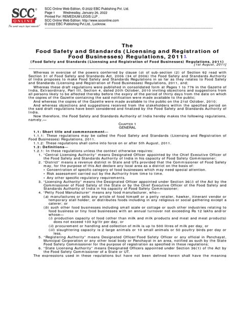 FOOD SAFETY AND STANDARDS (LICENSING AND REGISTRATION OF … - balustradellc