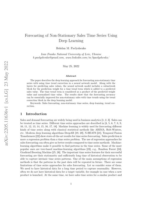 Forecasting of Non-Stationary Sales Time Series Using Deep Learning - wintechmobiles.com