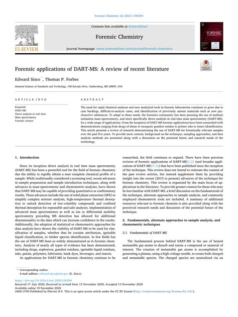 Forensic applications of DART-MS: A review of recent literature - wintechmobiles.com