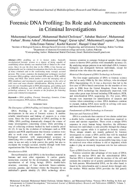 Forensic DNA Profiling: Its Role and Advancements in Criminal ... - wintechmobiles.com